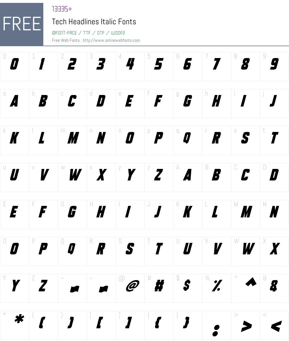 Tech Headlines Font Screenshots