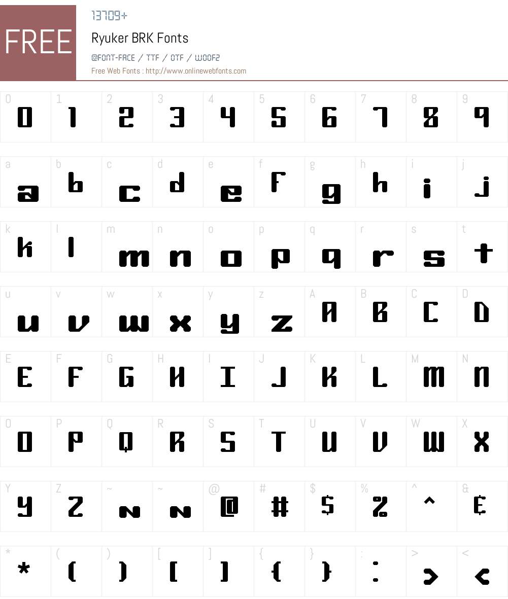 Ryuker BRK Font Screenshots