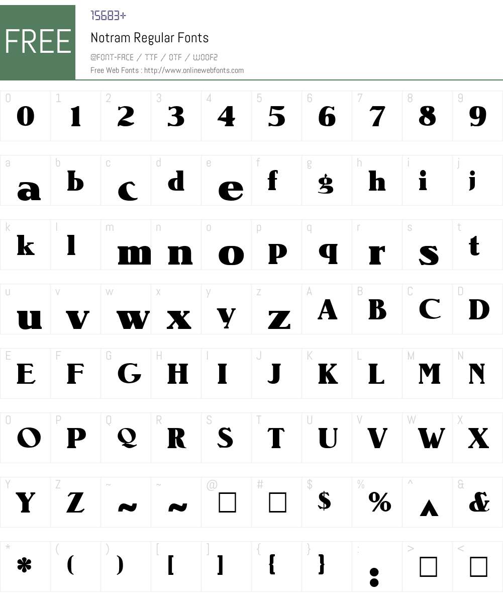 Notram Font Screenshots