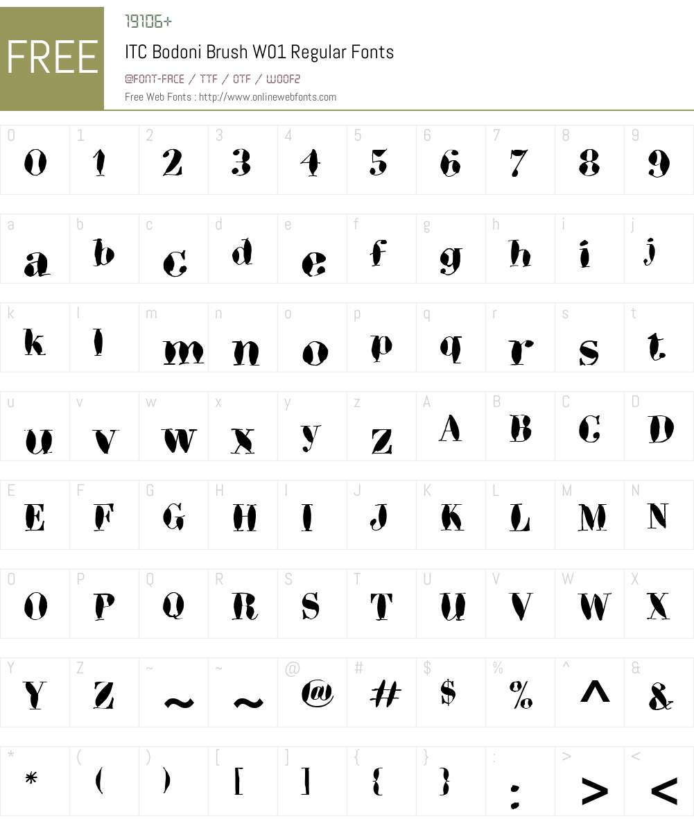 ITCBodoniBrushW01-Regular Font Screenshots