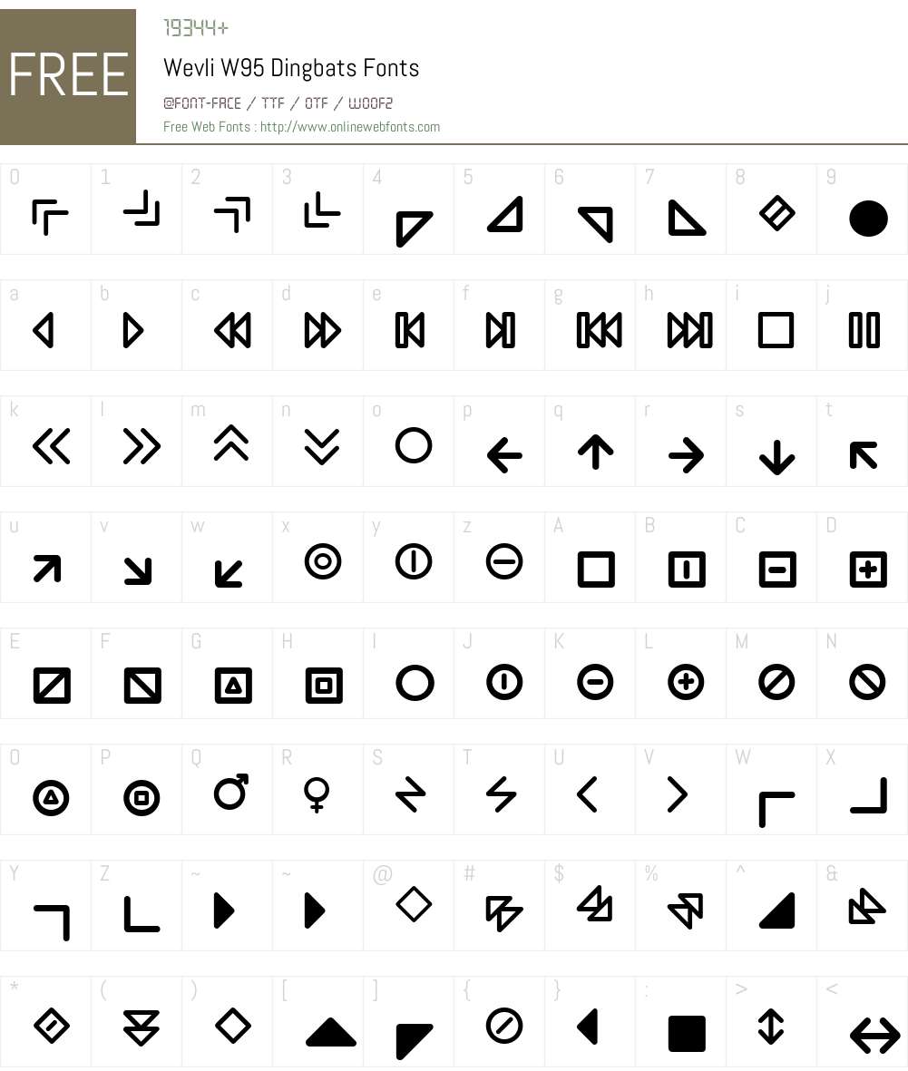 WevliW95-Dingbats Font Screenshots