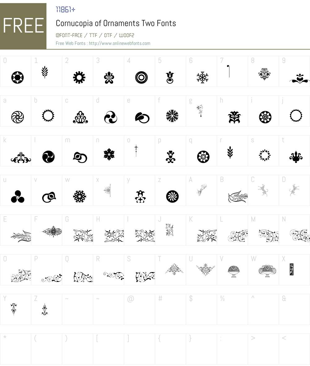 Cornucopia of Ornaments Two Font Screenshots