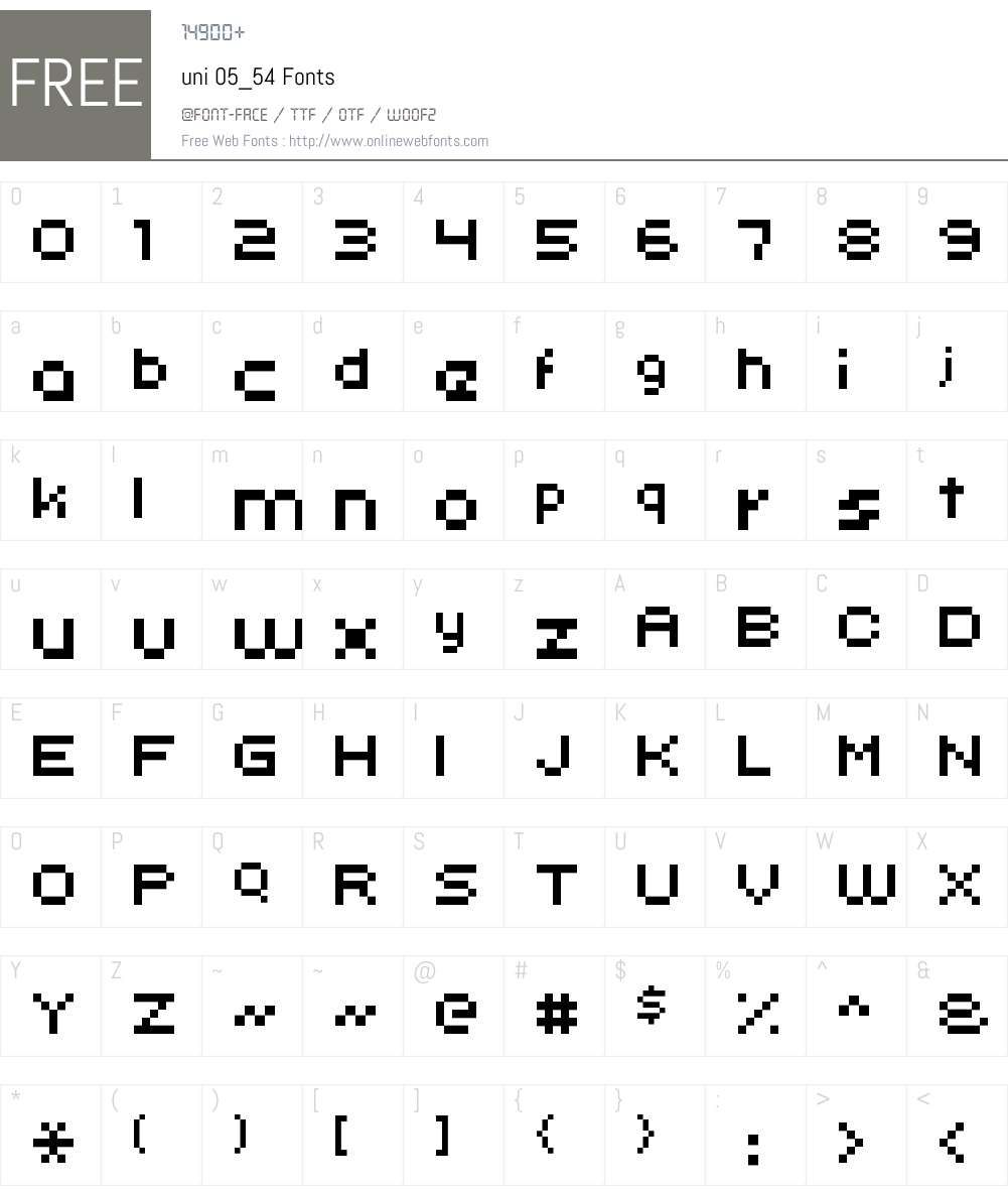 uni 05_54 Font Screenshots
