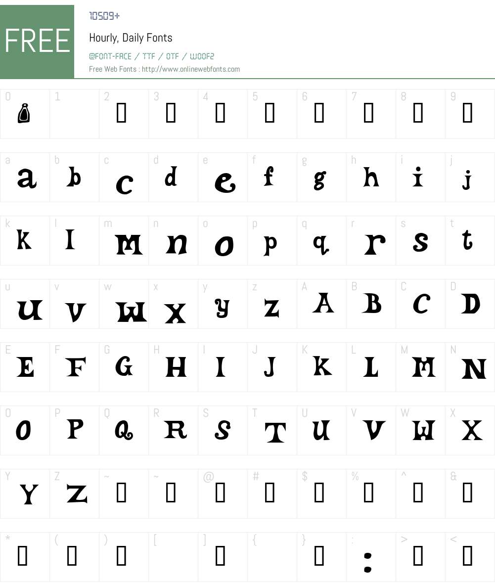 Hourly, Daily Font Screenshots
