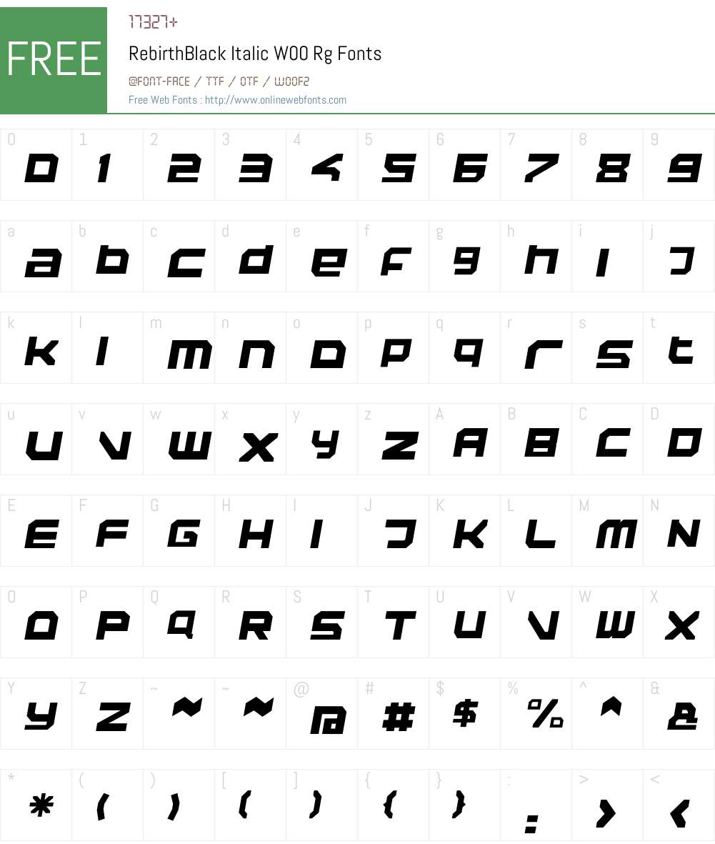 RebirthBlack Italic Font Screenshots