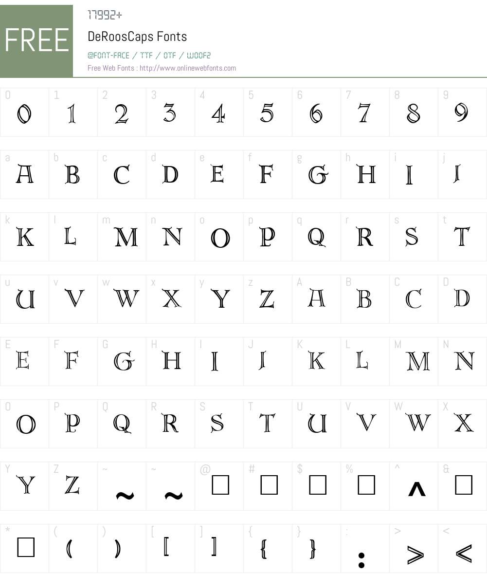 DeRoos Font Screenshots