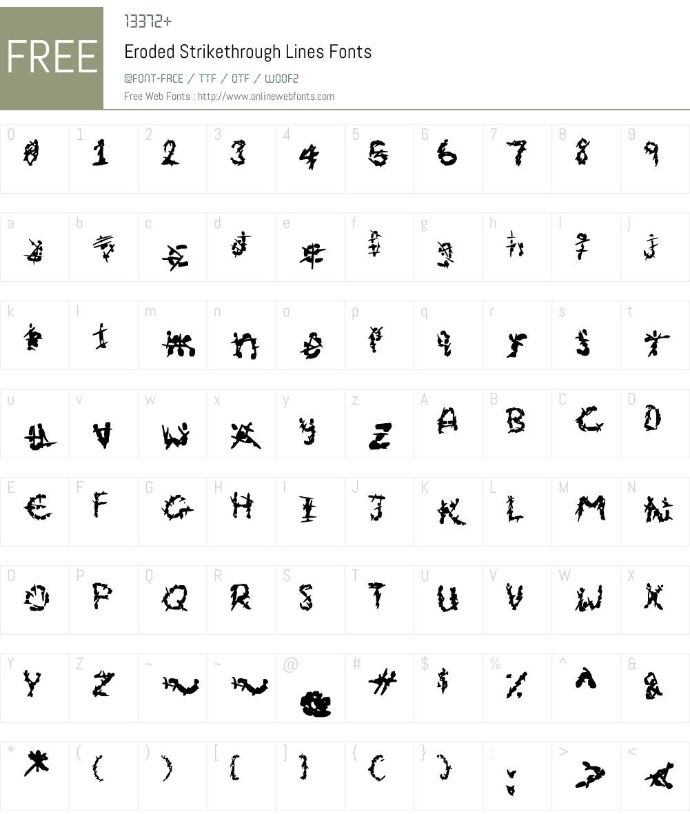 Eroded Strikethrough Lines Font Screenshots