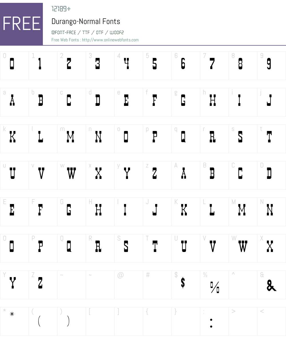 Durango-Normal Font Screenshots