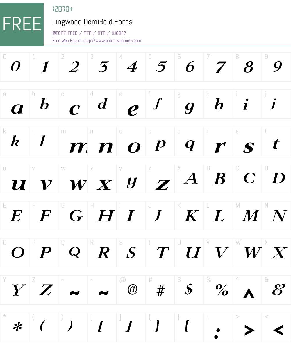 Ilingwood Font Screenshots