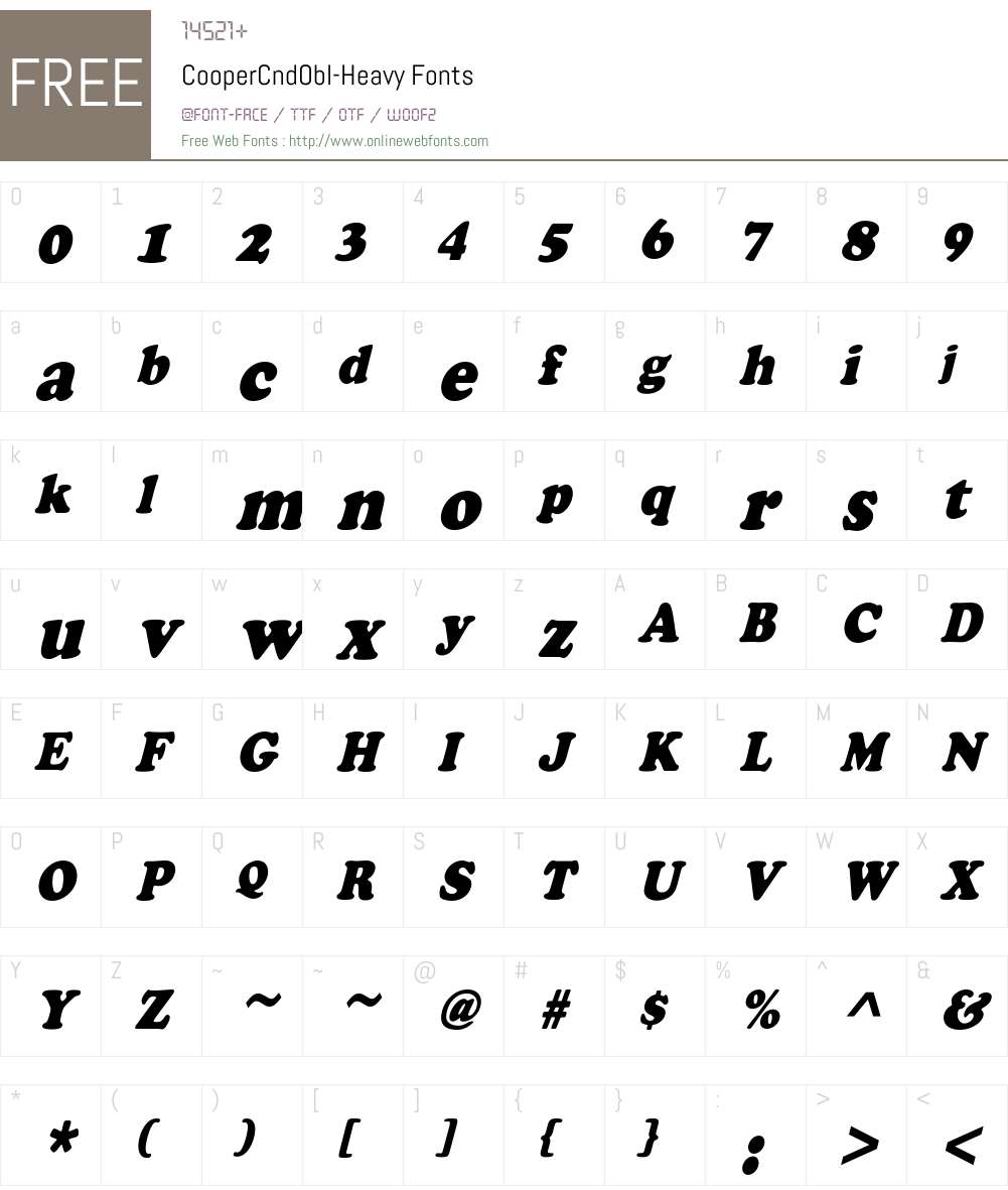 CooperCndObl-Heavy Font Screenshots