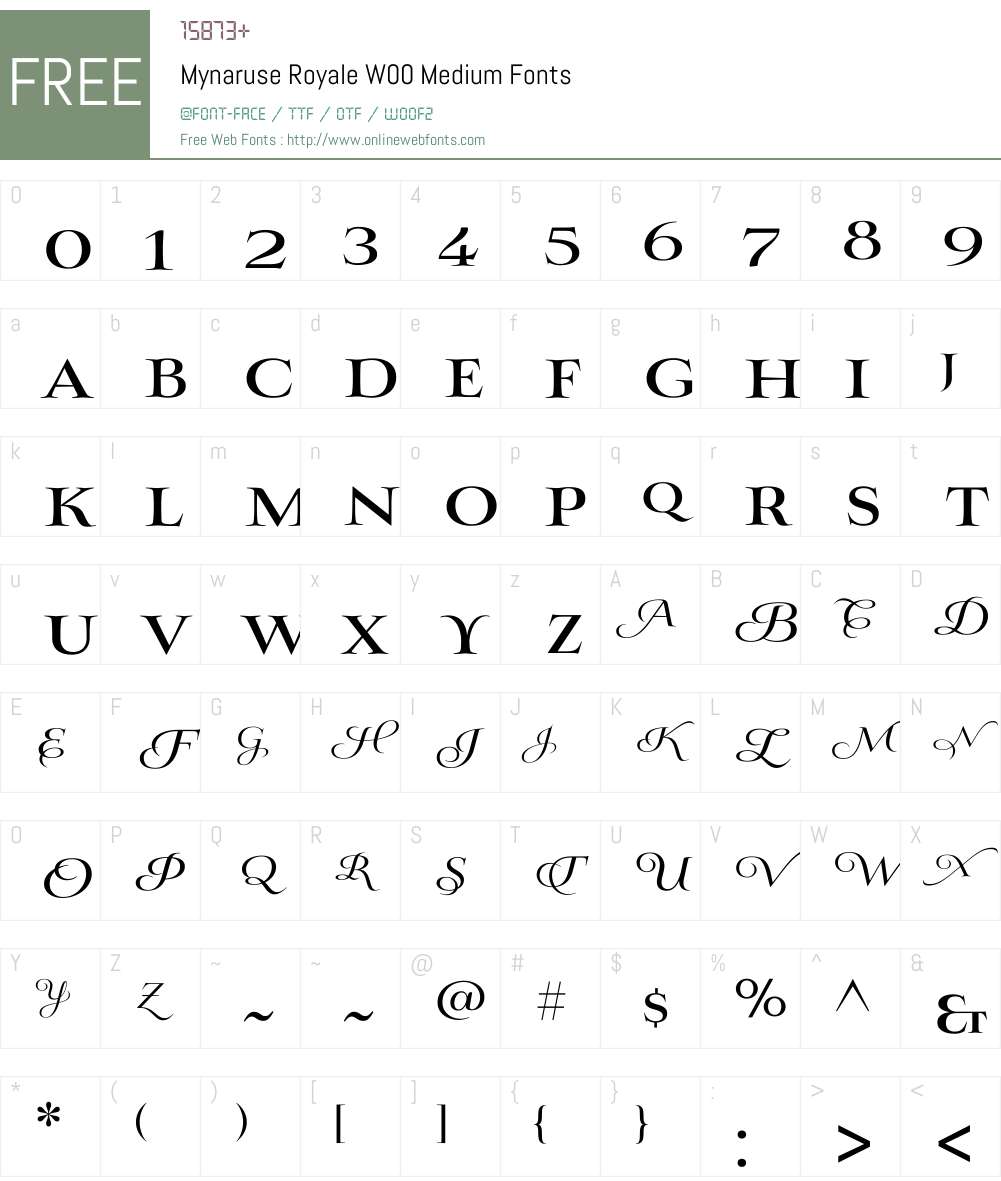 Mynaruse Royale Medium Font Screenshots