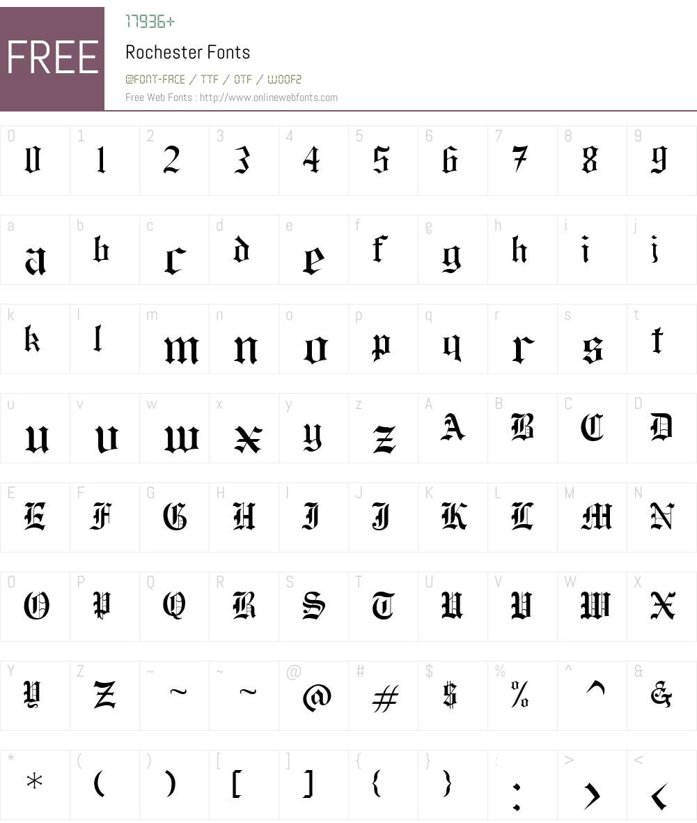 Rochester Font Screenshots