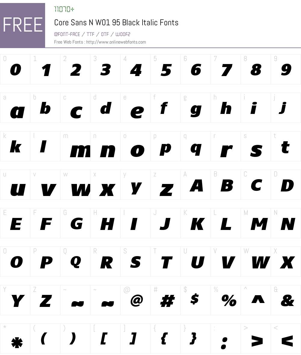 CoreSansNW01-95BlackItalic Font Screenshots