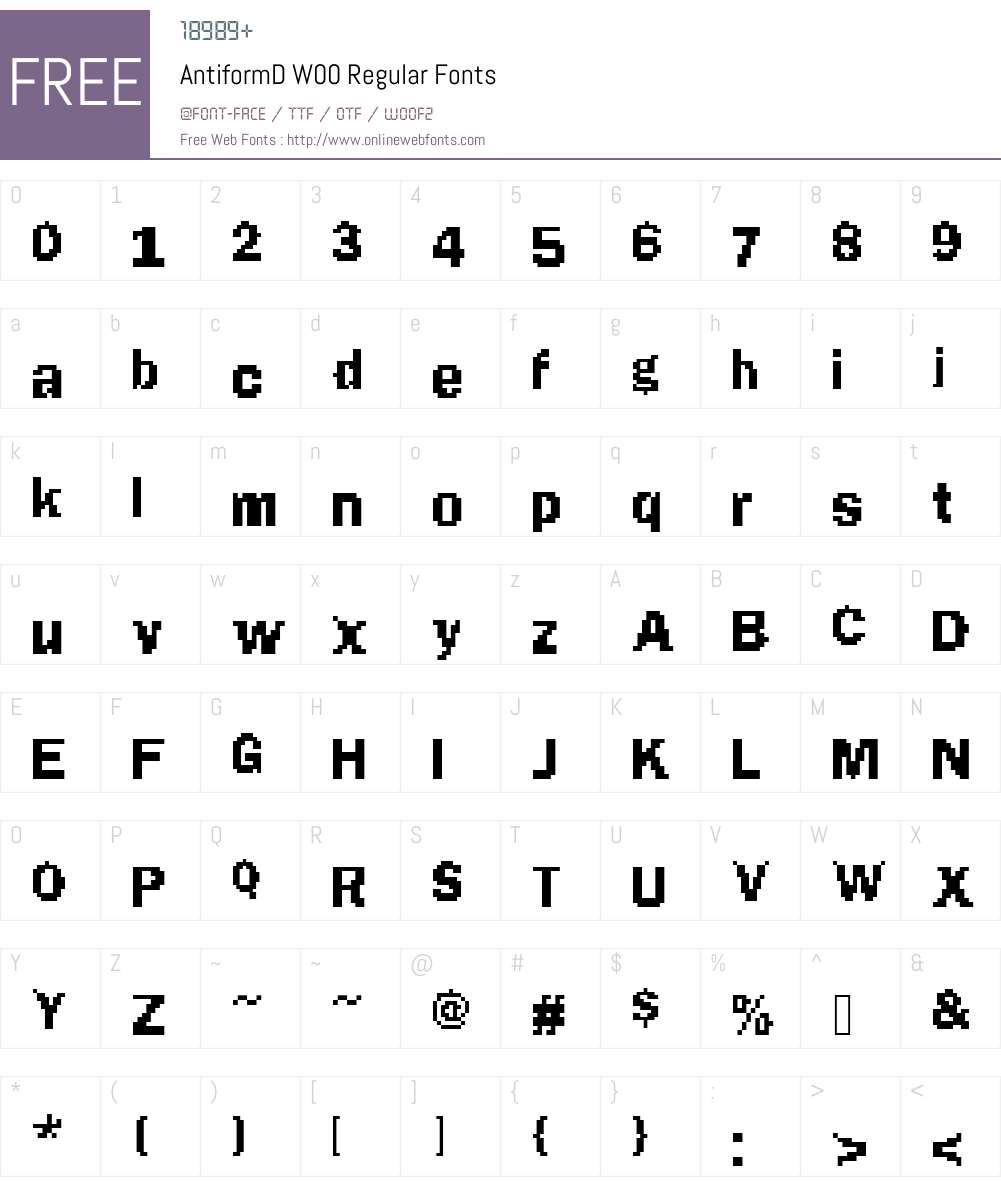 Antiform Font Screenshots