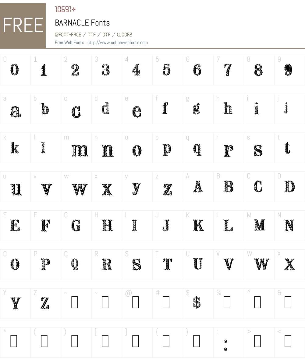BARNACLE Font Screenshots