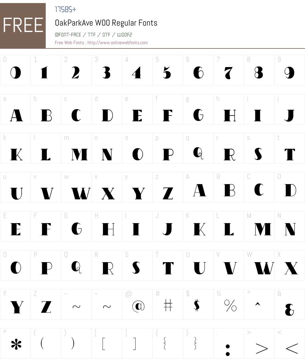 OakParkAveW00-Regular Font Screenshots