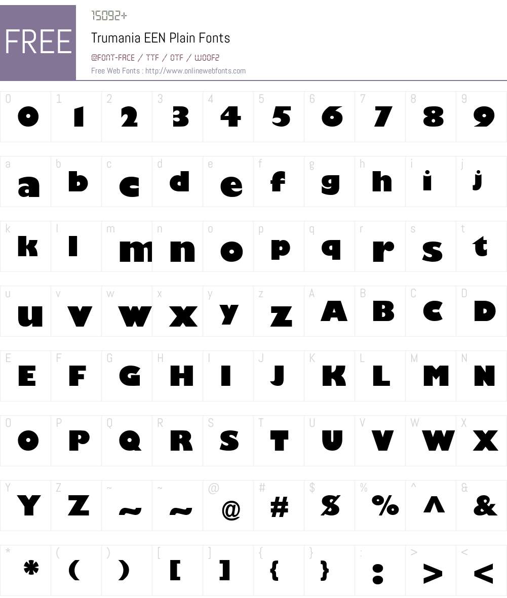 Trumania EEN Font Screenshots