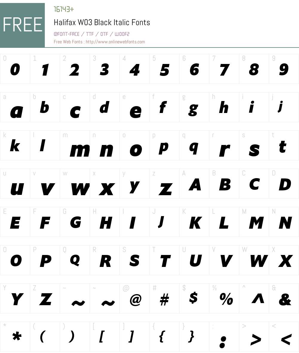 Halifax Font Screenshots