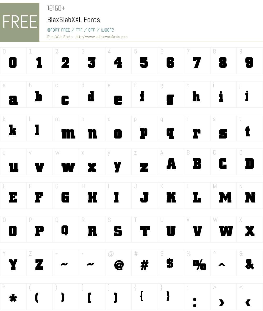 BlaxSlabXXL Font Screenshots