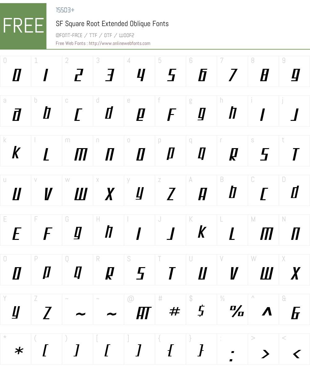 SF Square Root Extended Font Screenshots