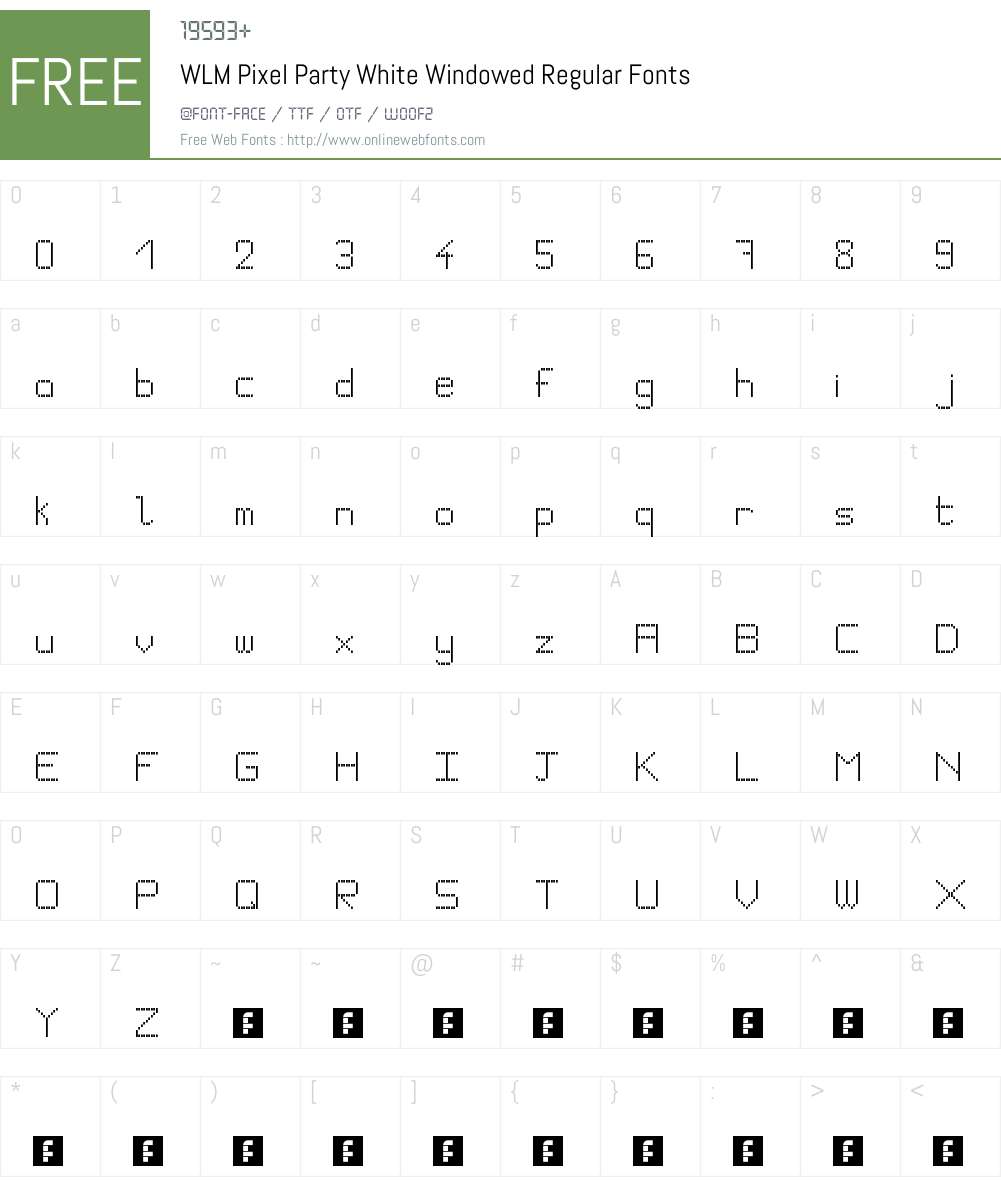 WLM Pixel Party White Windowed Font Screenshots