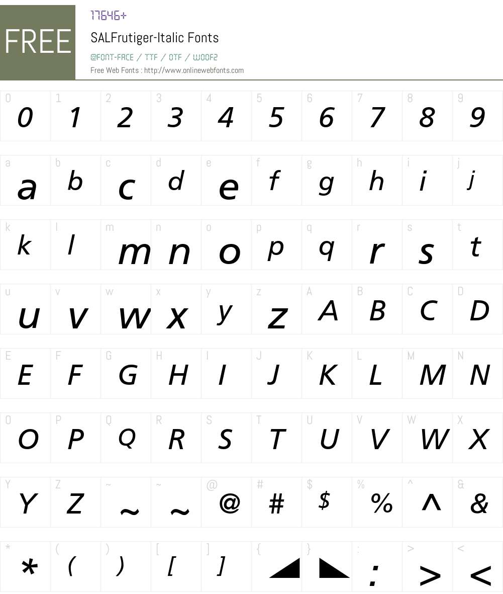 SALFrutiger Font Screenshots