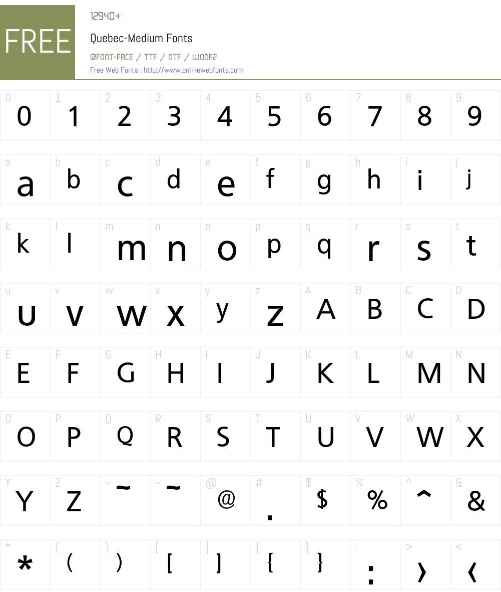 Quebec-Medium Font Screenshots