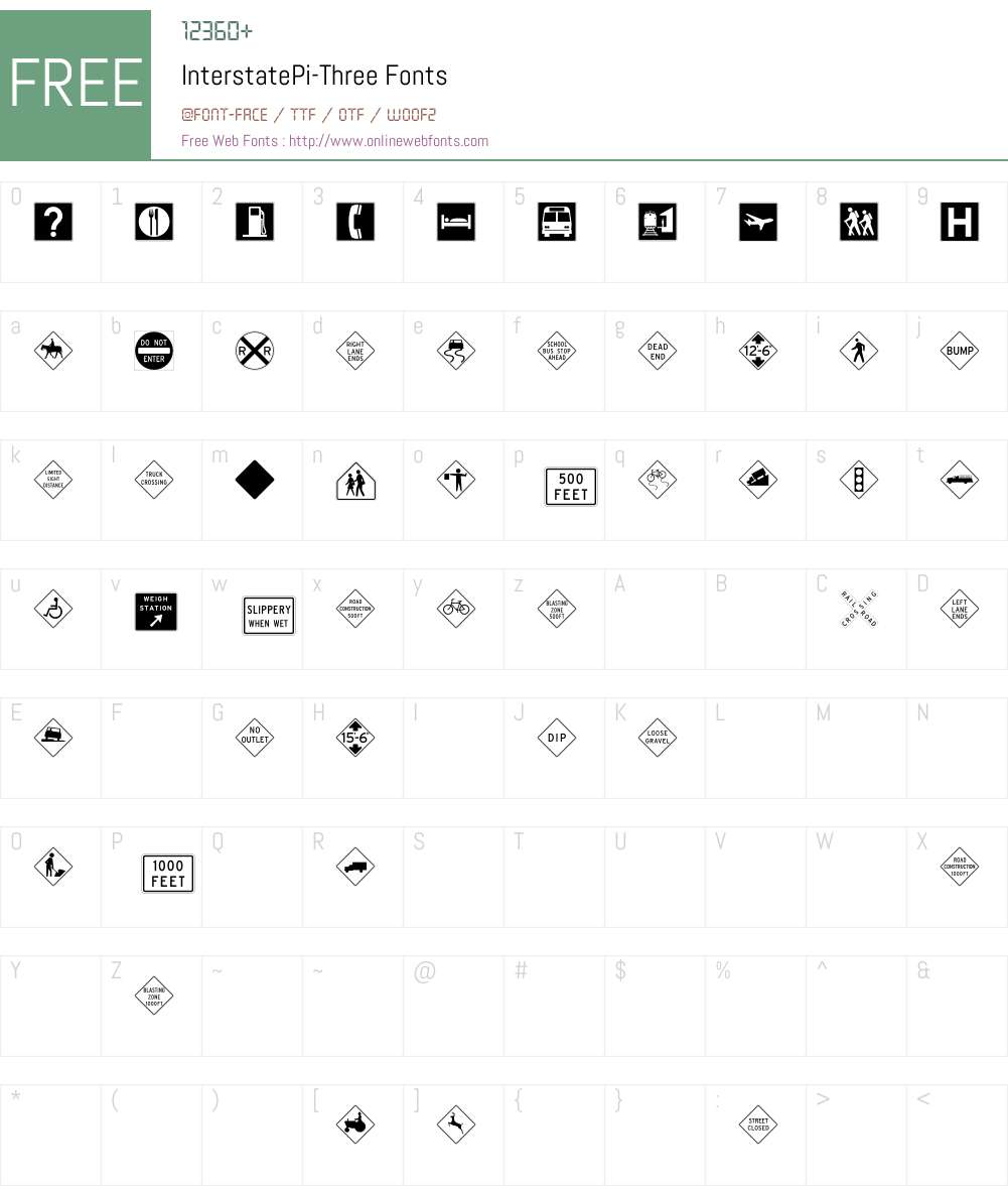 InterstatePi Font Screenshots