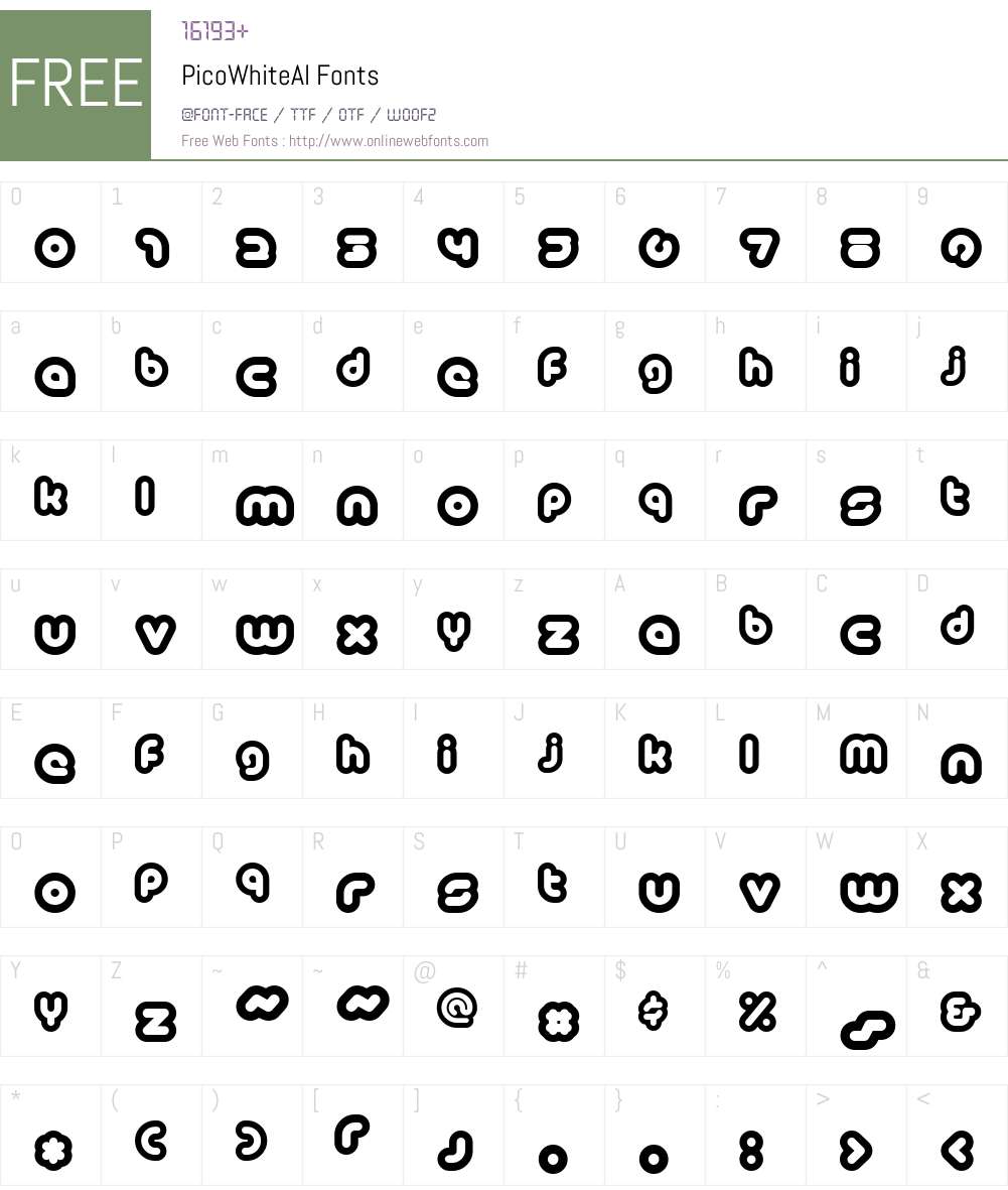 PicoWhiteAl Font Screenshots