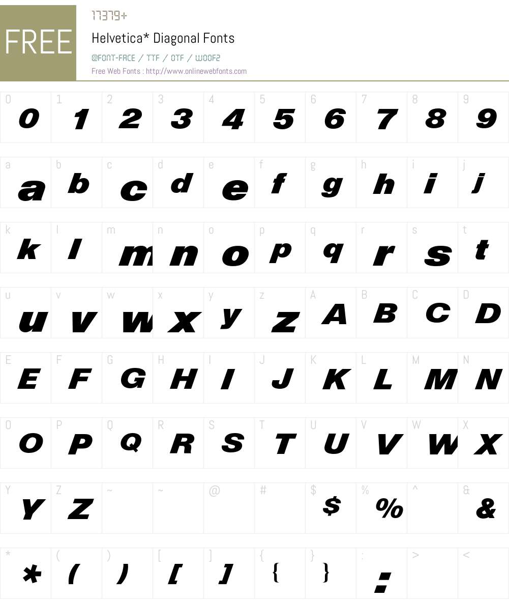 Helvetica Diagonal BQ Font Screenshots