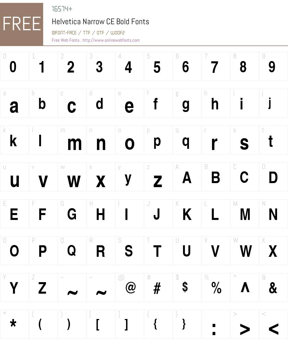 Helvetica Narrow CE Font Screenshots