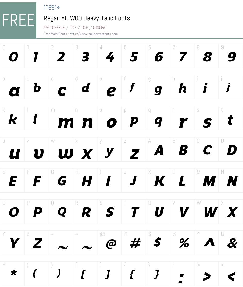 ReganAltW00-HeavyItalic Font Screenshots