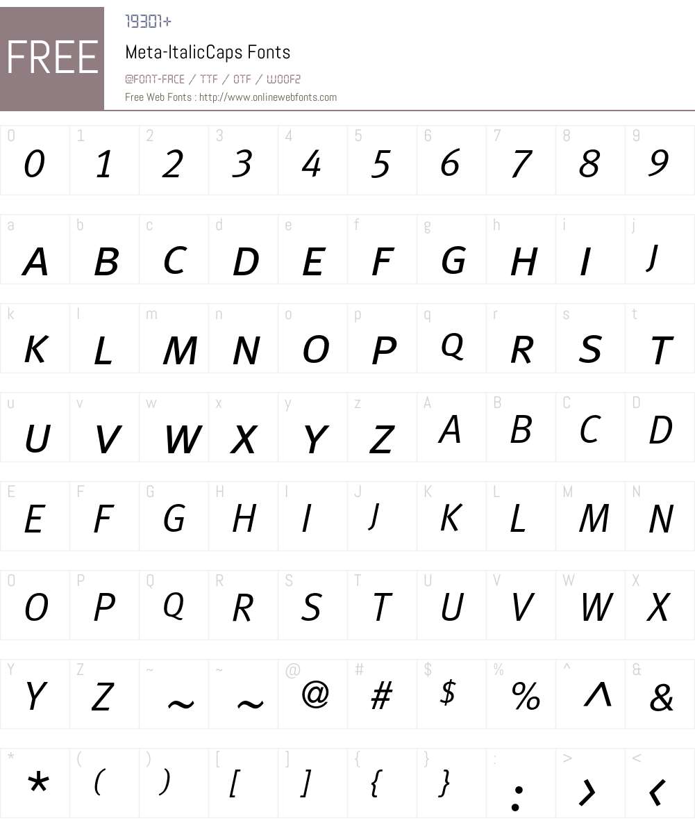 Meta Font Screenshots