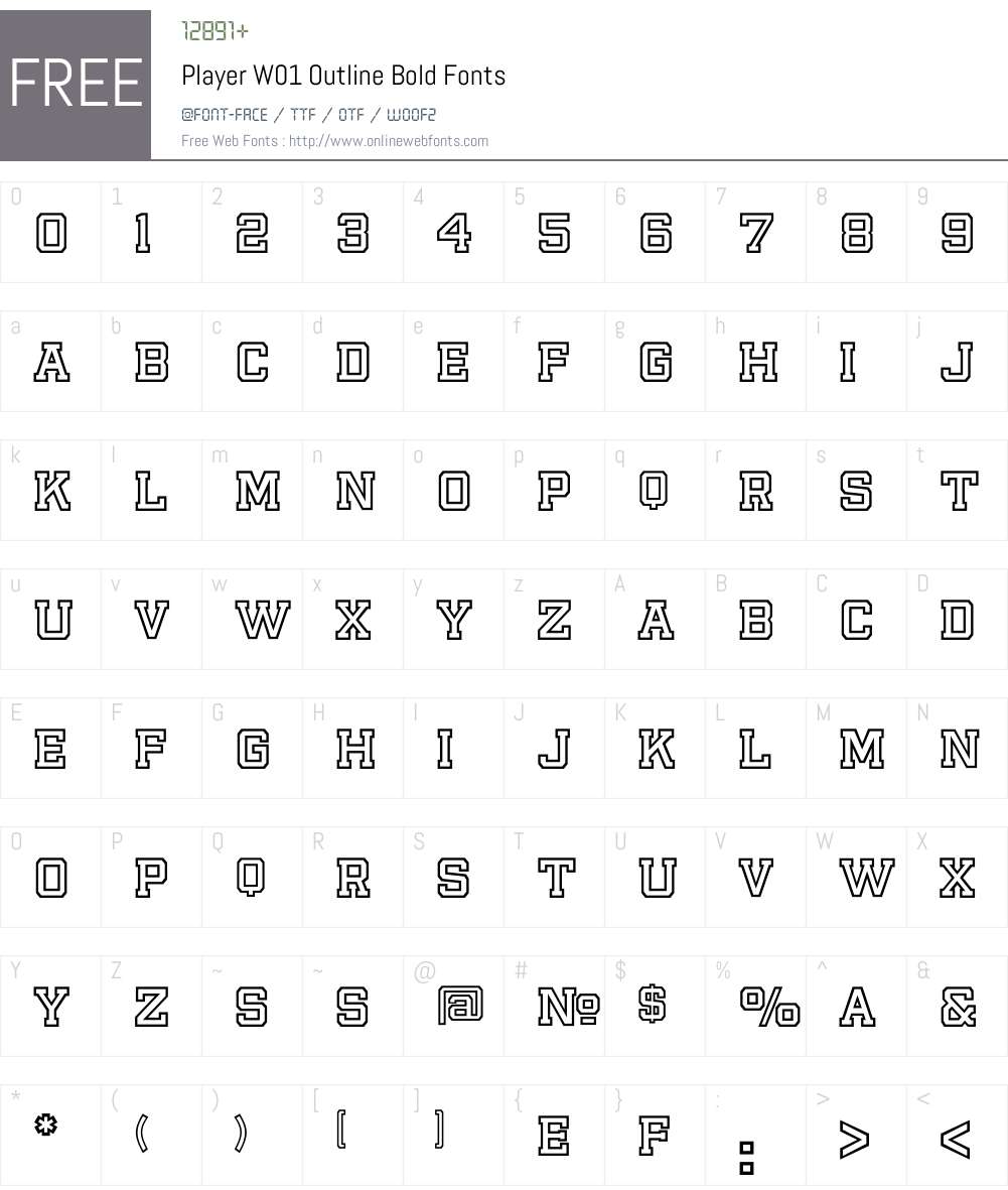 PlayerW01-OutlineBold Font Screenshots