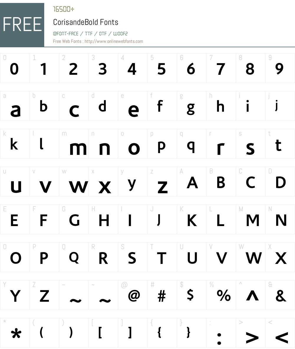 CorisandeBold Font Screenshots