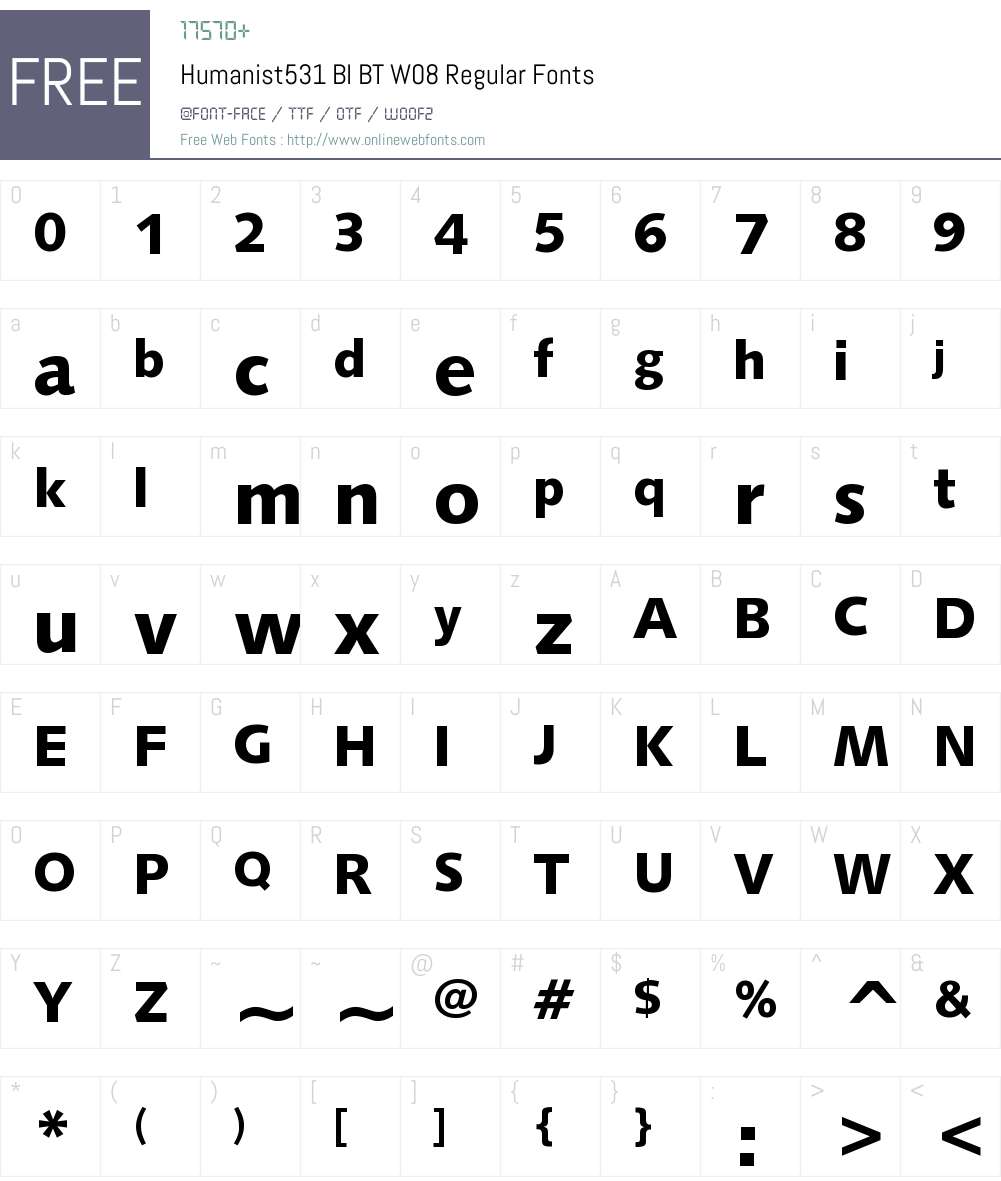 Humanist 531 BT Font Screenshots