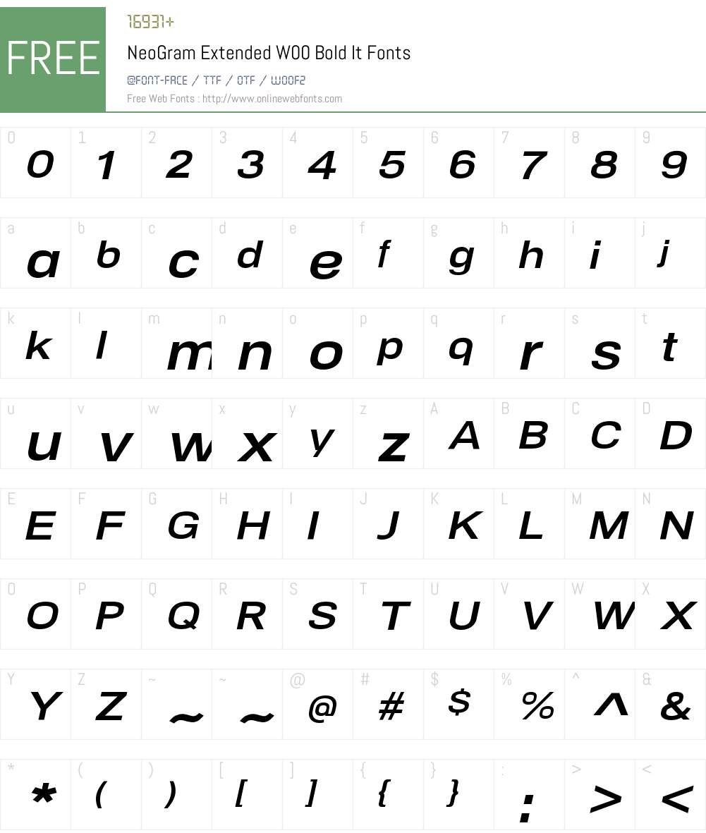 NeoGramExtendedW00-BoldIt Font Screenshots