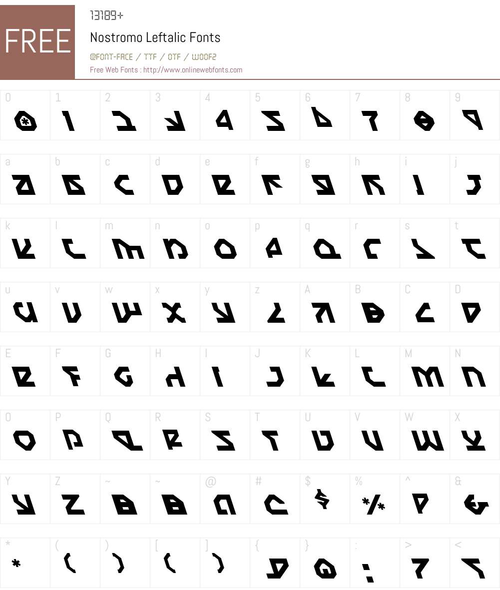 Nostromo Leftalic Font Screenshots