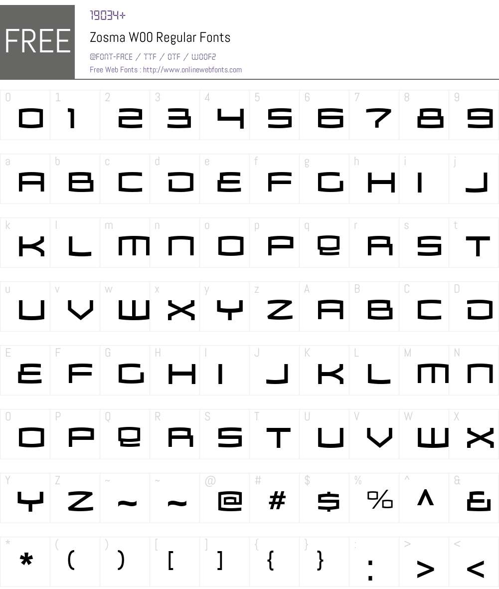 ZosmaW00-Regular Font Screenshots