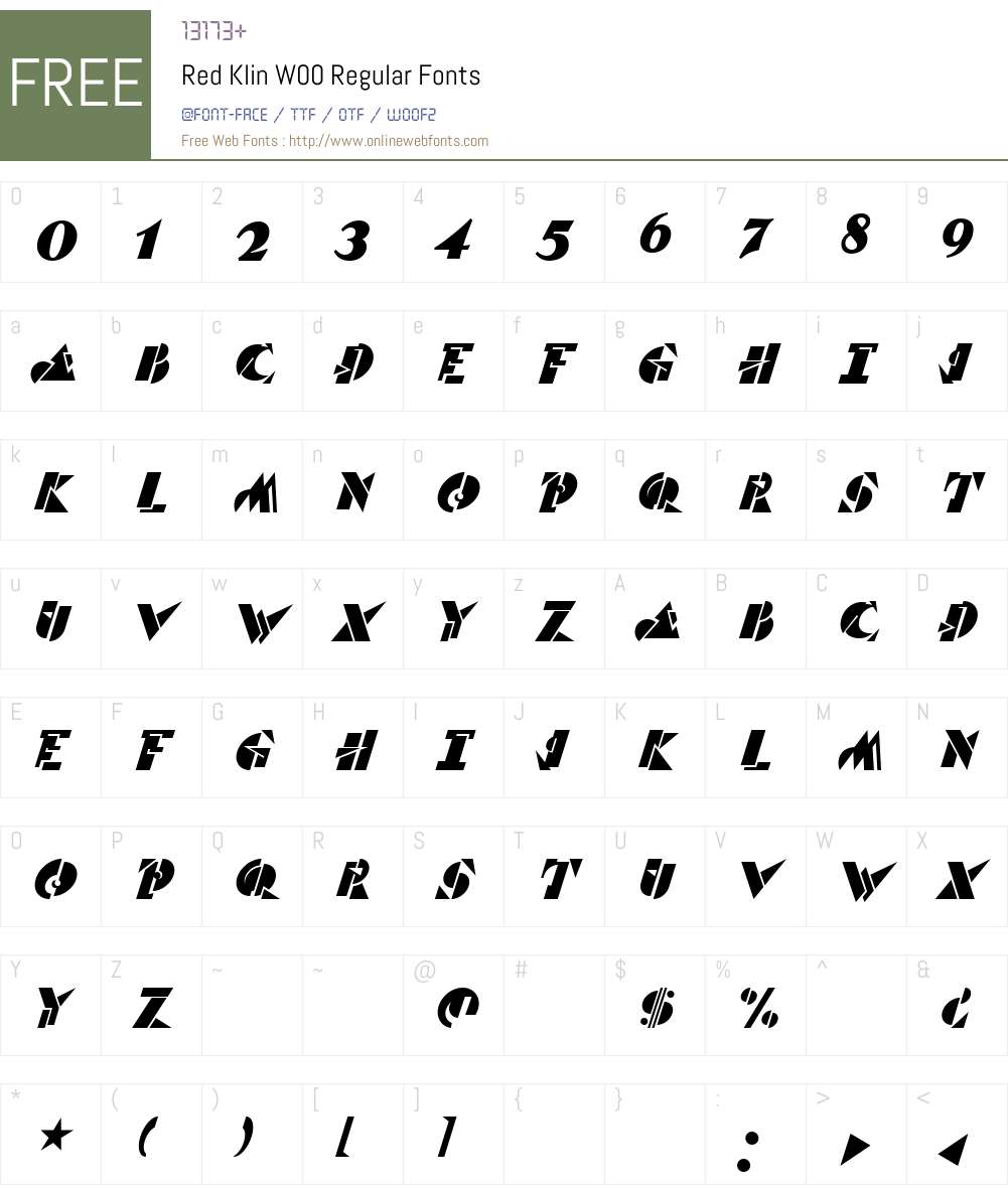 RedKlinW00-Regular Font Screenshots