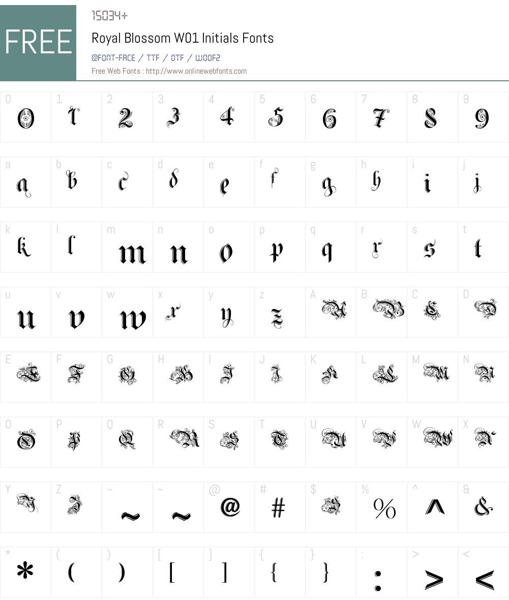 RoyalBlossomW01-Initials Font Screenshots