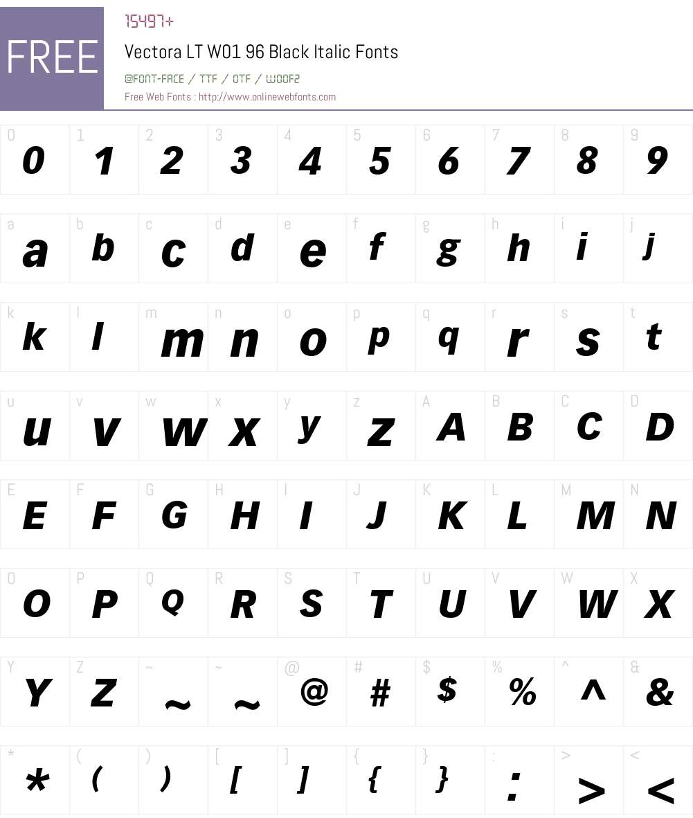 VectoraLTW01-96BlackItalic Font Screenshots