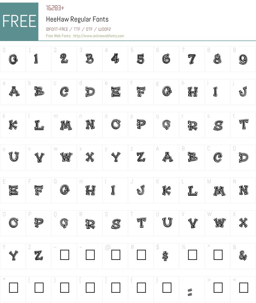 HeeHaw Font Screenshots