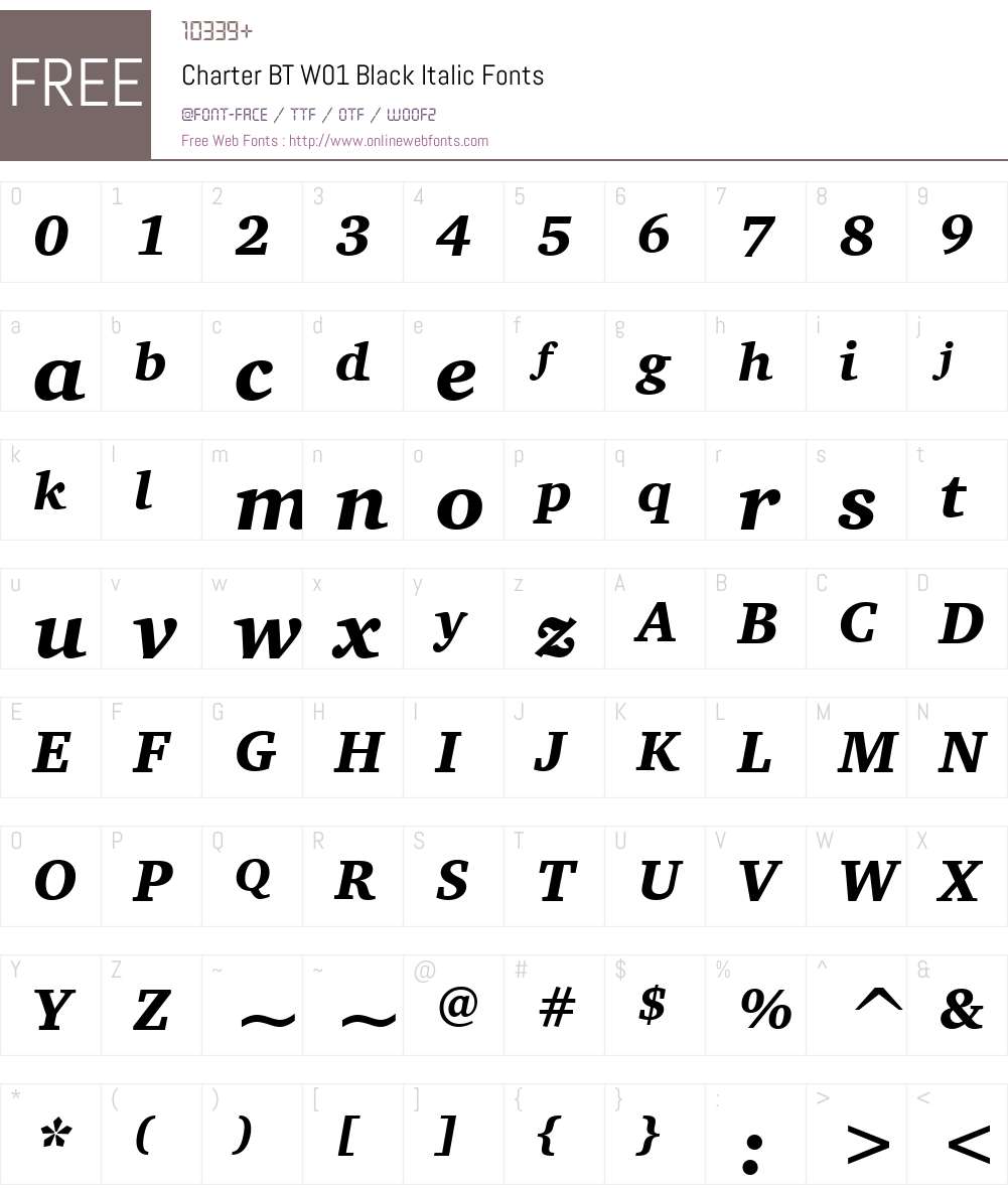 CharterBTW01-BlackItalic Font Screenshots