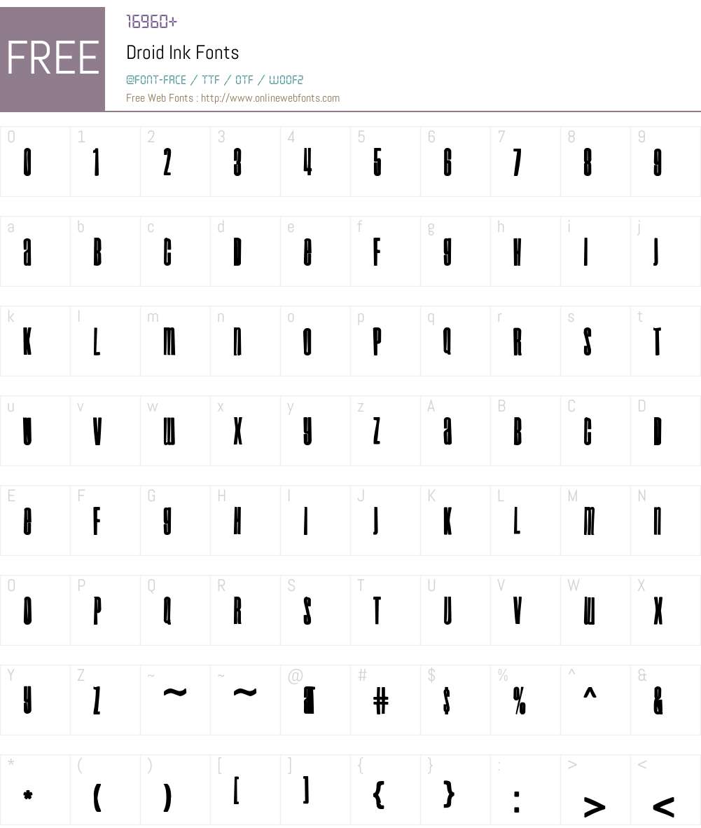 Droid Ink Font Screenshots