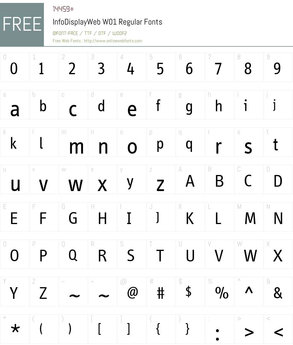 InfoDisplayWebW01-Regular Font Screenshots