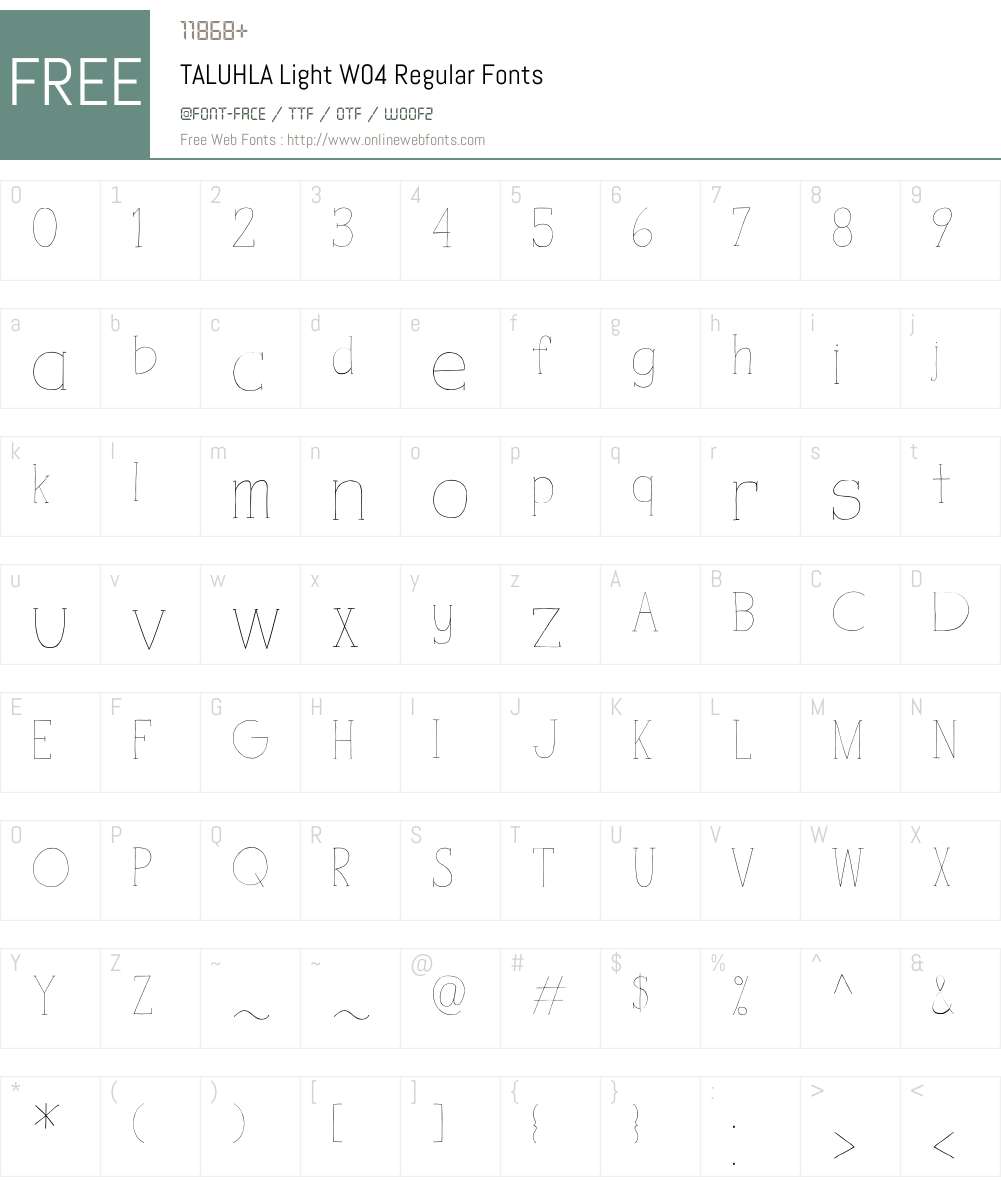 TALUHLALightW04-Regular Font Screenshots