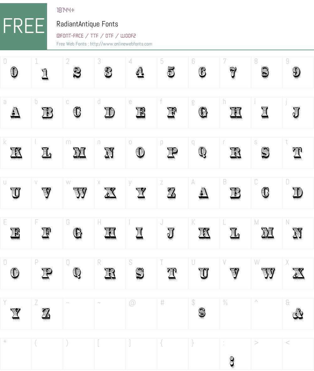 RadiantAntique Font Screenshots