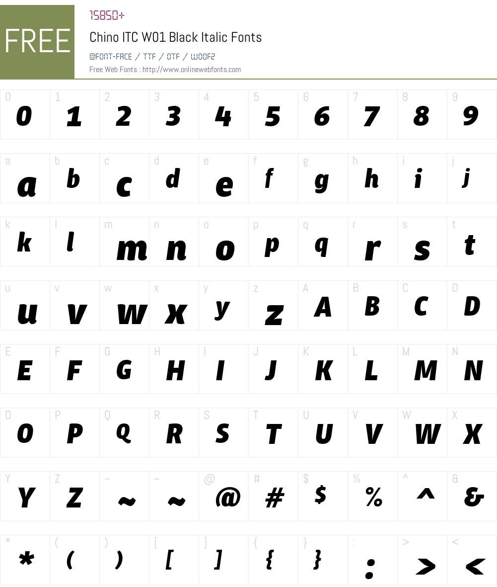 ChinoITCW01-BlackItalic Font Screenshots