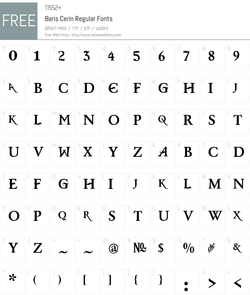 Baris Cerin Regular Font Screenshots